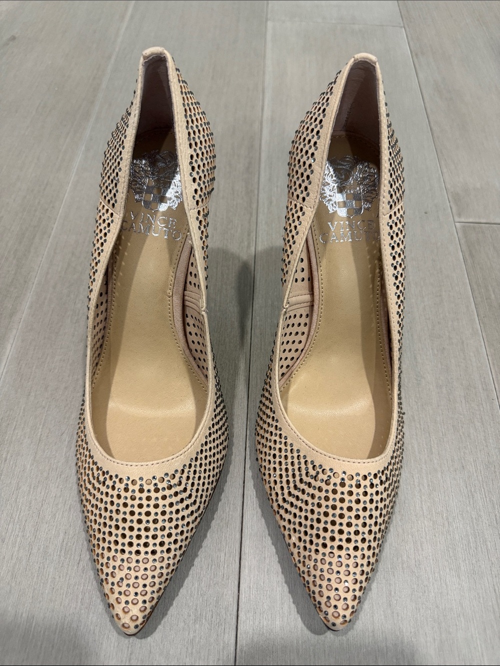 Vince Camuto Beige Pointed Toe Studded Pumps - size 7.5 - Like New - worn once